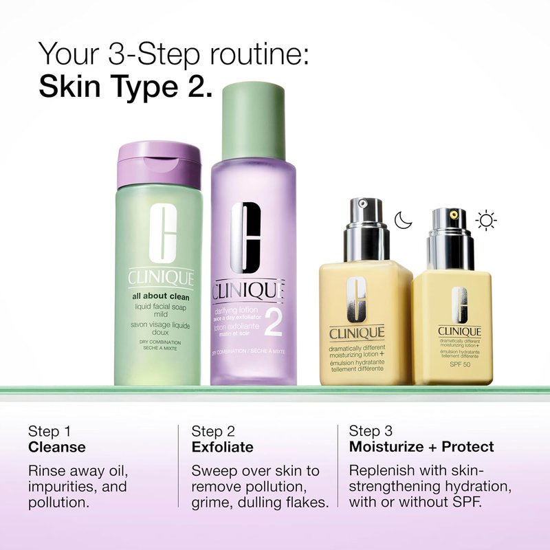 Clinique 3-Step Clarifying Lotion | Exfoliating Toner with Witch Hazel for Dry Combination Skin - 6.7 Fl Oz