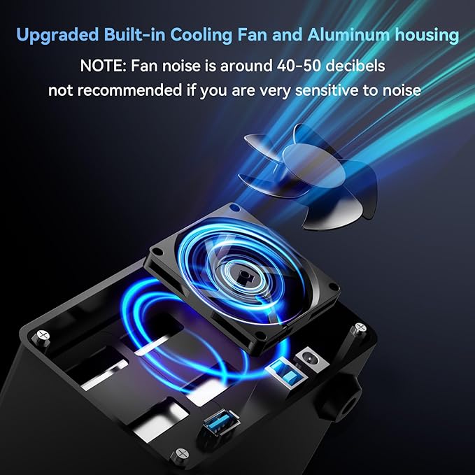 CENMATE Aluminum 2 Bay Hard Drive Enclosure with Cooling Fan for 2.5“/3.5" SATA HDD/SSD with USB A/C 3.0, Support Hot Swappable, Tool-Free HDD Enclosure, DAS(NO RAID/NAS)