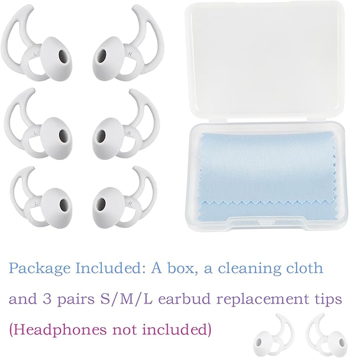 WKYMY Earbud Replacement Tips Silicone Earbud Tips Compatible with Bose Quietcomfort and Sport Headphone Rubber Tips Ear Bud Covers 3 Pairs S M L Gray