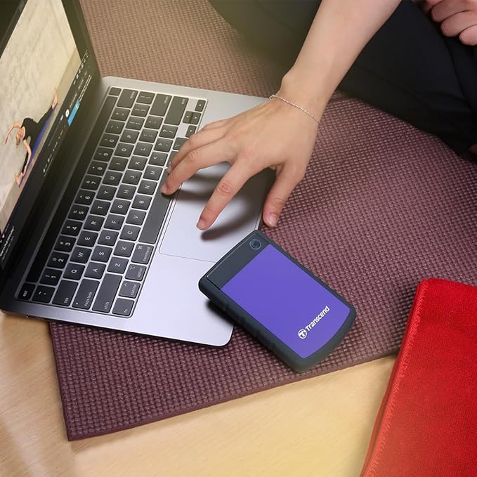 Transcend StoreJet 4TB External Hard Drive, for PS4/PC/Mac/Desktop/Laptop/Xbox, USB3.1(5Gbps)Type-A Portable HDD, One Touch Auto-Backup/Shock Resistant/Three-stage shock protection system(TS4TSJ25H3P)
