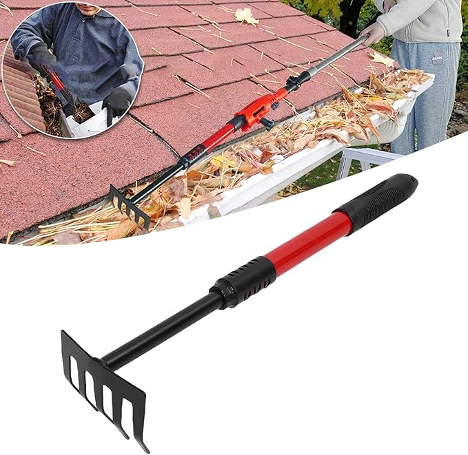 Multi Angle Gutter Cleaning Tool with Extension Pole, High Efficiency Gutter Cleaner Scoop Kit for Leaves Removal