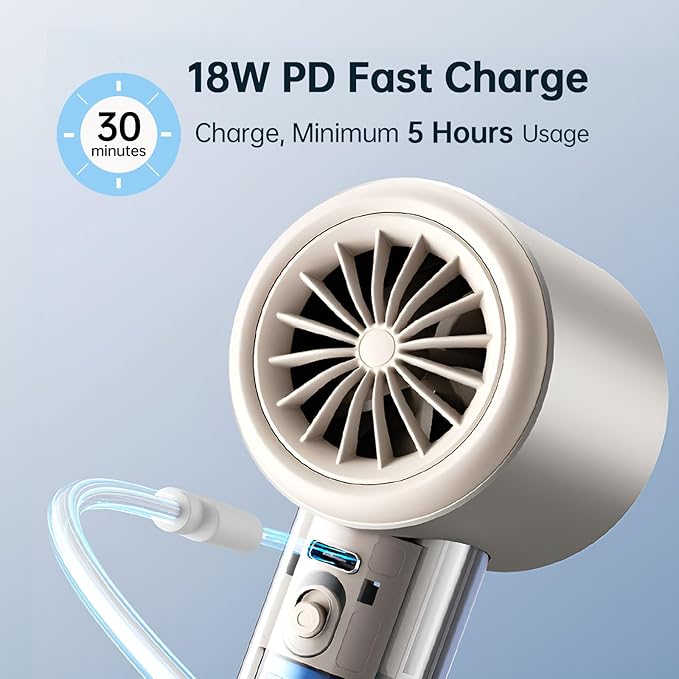 JISULIFE Handheld Fan Pro1S - Next-Gen Airflow: Up to 40h Runtime, Metal Body - Enduring Quality, 1-100 Speed Scroll Wheel, 5000mAh-Portable Fan for Travel, Gifts for Women Men(Amber Gold)