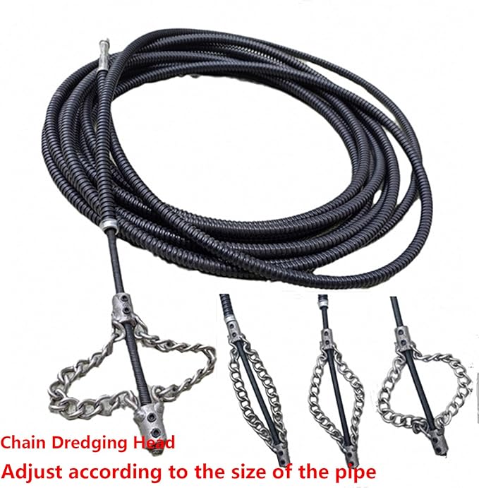Flex-Shaft Sewer Descaling Chain,Drain Clog Remover,Gutter Cleaning Tools Drain Cleaner for Toilet Shower Kitchen Bathroom Tub Clogged Drains Opener Tool(300cm,Black)