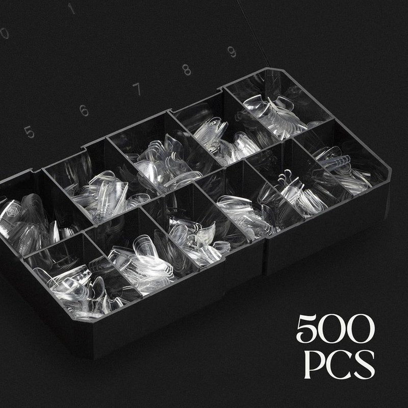 Gel-X® Natural Coffin Short Tips - 500pc Premium Gel Nail Tips | 11 Sizes 00-9