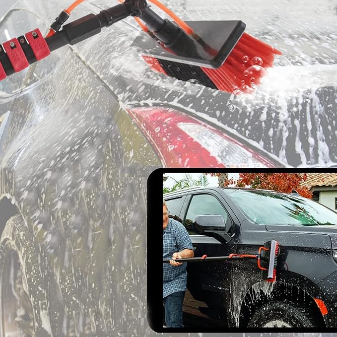 Telescopic Cleaning Brush, Multi-Purpose Water Spray Brush, Solar Panel Cleaning Equipment, Telescopic Hydrocleaner, 3.6m-10.8m, Roof Cleaning Tools Window Cleaner Kit,12ft/3.6m-35cmBrushhead