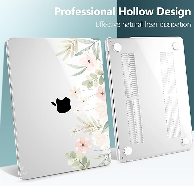 TWOLSKOO for MacBook Air 13 inch Case M5 2026 M4 2025 M3 M2 2024-2022 A3449 A3240 A3113 A2681, Plastic Hard Shell & Keyboard Cover & Screen Film for MacBook Air 13.6 inch Case, Watercolor Floral