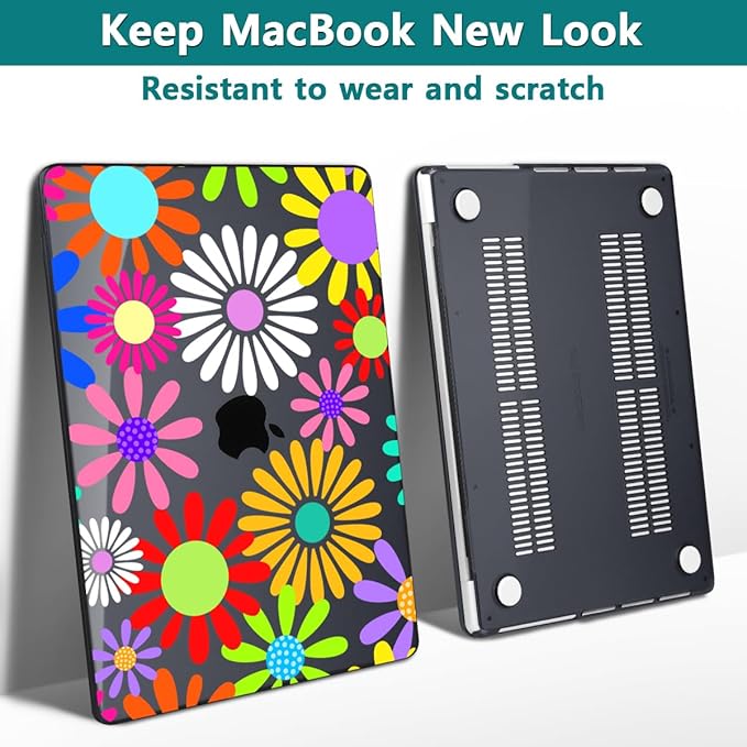 Teryeefi Case for MacBook Pro 14 inch M5 M4/M3/M2/M1 2025 2024 2023 2021 Release Model A3112 A3401 A3185 A2918 A2992 A2779 A2442, Hard Shell Cover + Keyboard Cover, Colorful Abstract Flowers A001