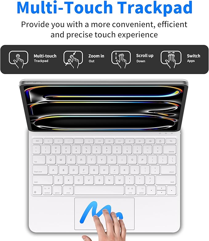 Otuoor iPad Pro 13-inch Case with Keyboard (M5 2025/M4 2024), Uninterrupted View, Snap Tight, Magic Keyboard iPad Pro 13-inch with Effortless Command, Comfort Angle, White