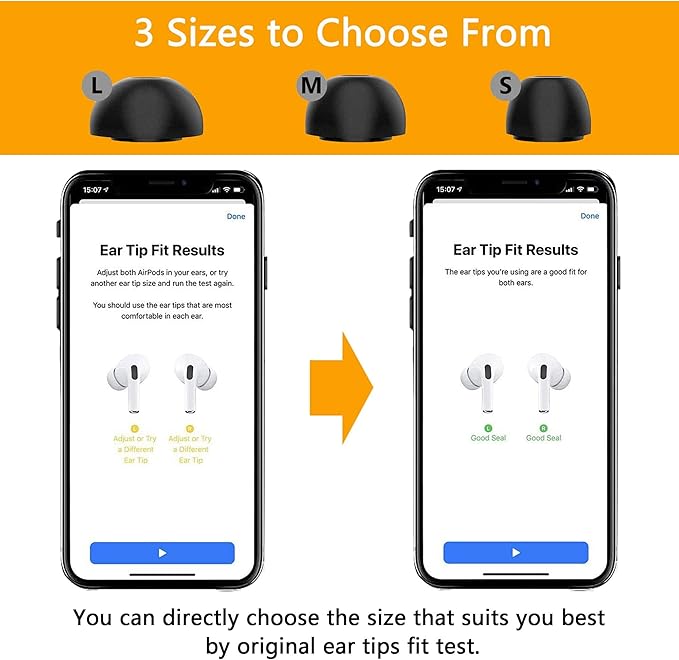 KASOTT Upgraded Memory Foam&Silicone Hybrid Ear Tips for AirPods Pro 1st & 2nd Gen,Ultra-Comfort,Anti-Slip Eartips,Perfect Noise Reduction,Fit in The Charging Case,3 Pairs(Black, Assorted S/M/L)