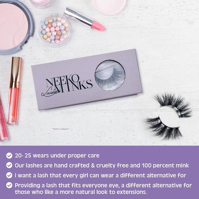 Neeko Minks Eye Lashes Hand-crafted Cruelty-free 100% minks suitable for various ethnicities and eye shapes (Diya)