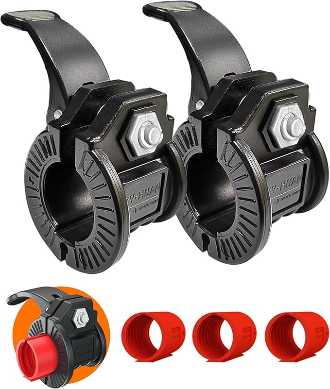 ZY-HUAN Barbell Clips 1 inch I Multi-Size Adjustable Weight ClipsIBarbell Clamps 1 inch IQuick Release Barbell Collar Pair of Locking for Dumbbell Bar (red)