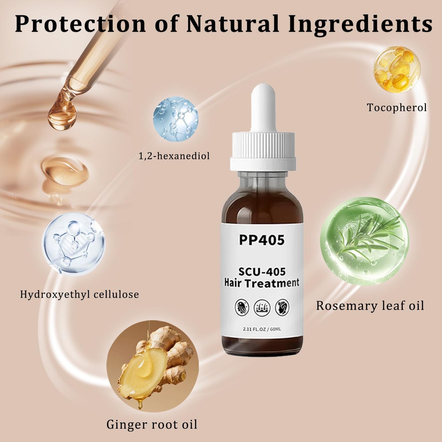 PP405 Hair Treatment, SCU-405 Hair Growth Oil, Infused with PP405 for Hairloss & Baldness, Hair Growth Serum for Women & men (2PCS)