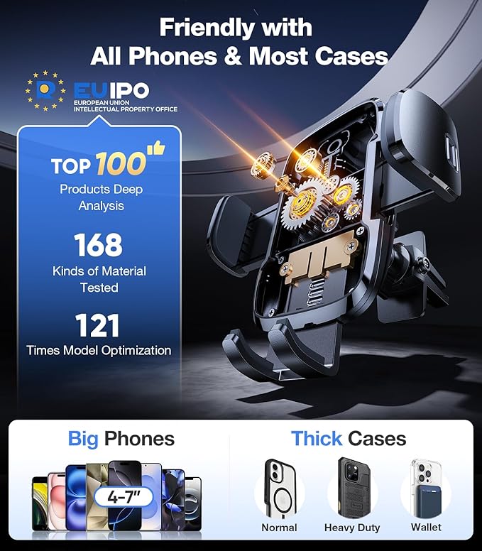 TORRAS【96+LBS Strongest Suction Ultra-Durable Cell Car Phone Holder Mount