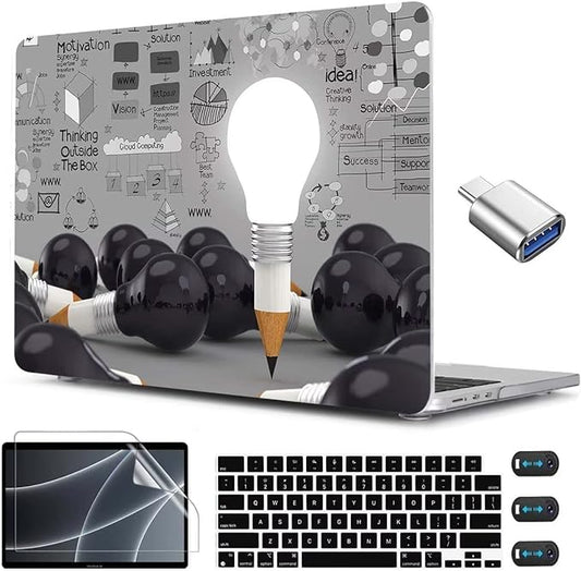 CISSOOK Creative Bulb Hard Shell Case for MacBook Air 13.6 inch 2026 2025 2024 2022 Release, Plastic Hard Shell Cover with Keyboard Cover for MacBook Air 13 M2 M3 M4 M5
