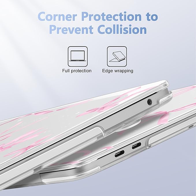 Lepeoac Case for MacBook Pro 13 inch Case M2 2022-2016 A2338 M1 A2251 A2289 A2159 A1989 A1708 A1706, Plastic Hard Shell + Keyboard Cover + Dust Plug, Bowknot