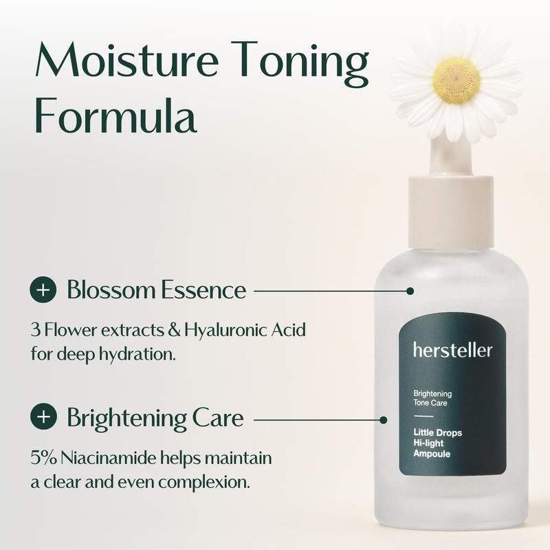 hersteller Little Drops Hi-light Ampoule 43ml, 1.5 Fl Oz Brightening Toning Moisturizing Calming Daisy Flower Extract Vegan Facial Skin Korean Skincare