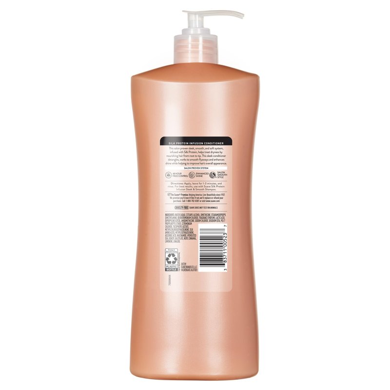 Suave Silk Protein Infusion Sleek & Smooth Conditioner for Dry, Unmanageable Hair, Anti Humidity & 48HR Frizz Control, Enhances Shine & Detangles, 28 FL OZ Pump, 4 Count