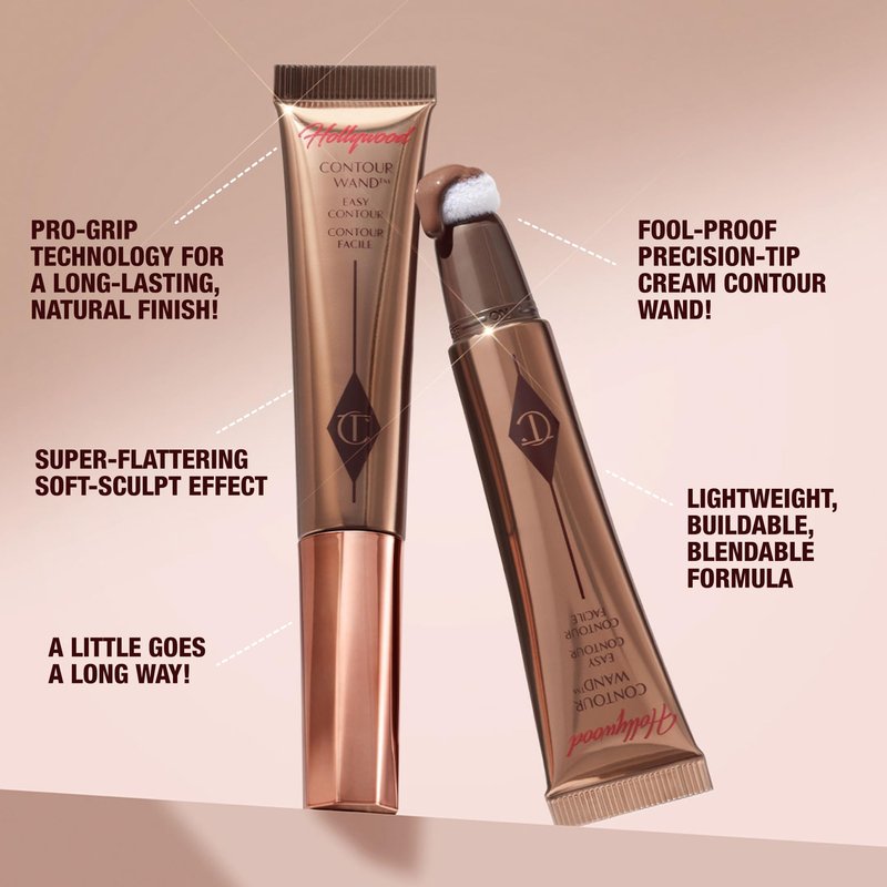 Charlotte Tilbury Hollywood Liquid Contour Wand - Easy-to-Use Contour Stick & Liquid Bronzer for Sculpting & Shaping - Leaves a Natural-Looking Sculpted Finish - Fair