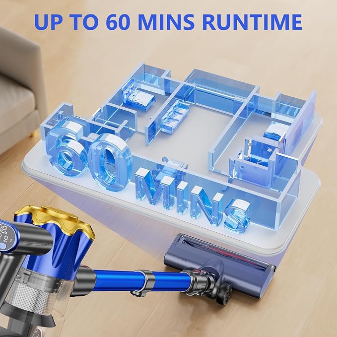 MBYULO Cordless Vacuum Cleaner, 580W 50Kpa Powerful Stick Vacuum, Up to 70Mins Rechargeable Battery, Vacuum Cleaners for Home Anti-Tangled Lightweight Handheld for Hardwood Floor, Carpets, Pet Hair
