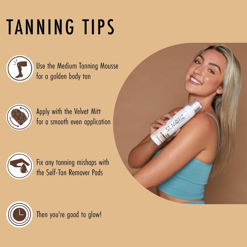St Moriz Ready to Glow Self-Tan Gift Set – Medium Tanning Mousse, Face Drops & Velvet Mitt – Self Tanner Kit for Face & Body, Vegan, Streak-Free, Fast-Drying, Easy to Apply
