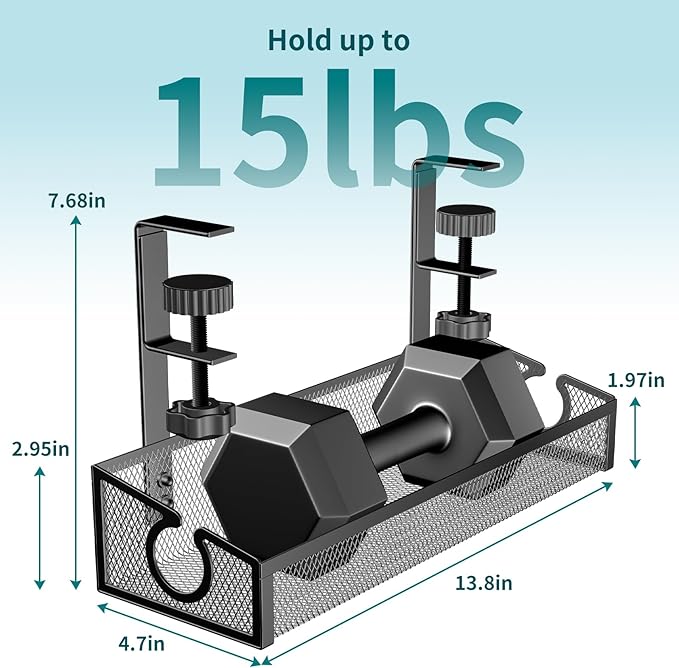 Under Desk Cable Management Tray Black, No Drill Desk Cable Management Organizer with Clamp for Desk Wire Management, PC Cord Organizer Accessories & Workspace Organizers for Office, Home(2 Pack)