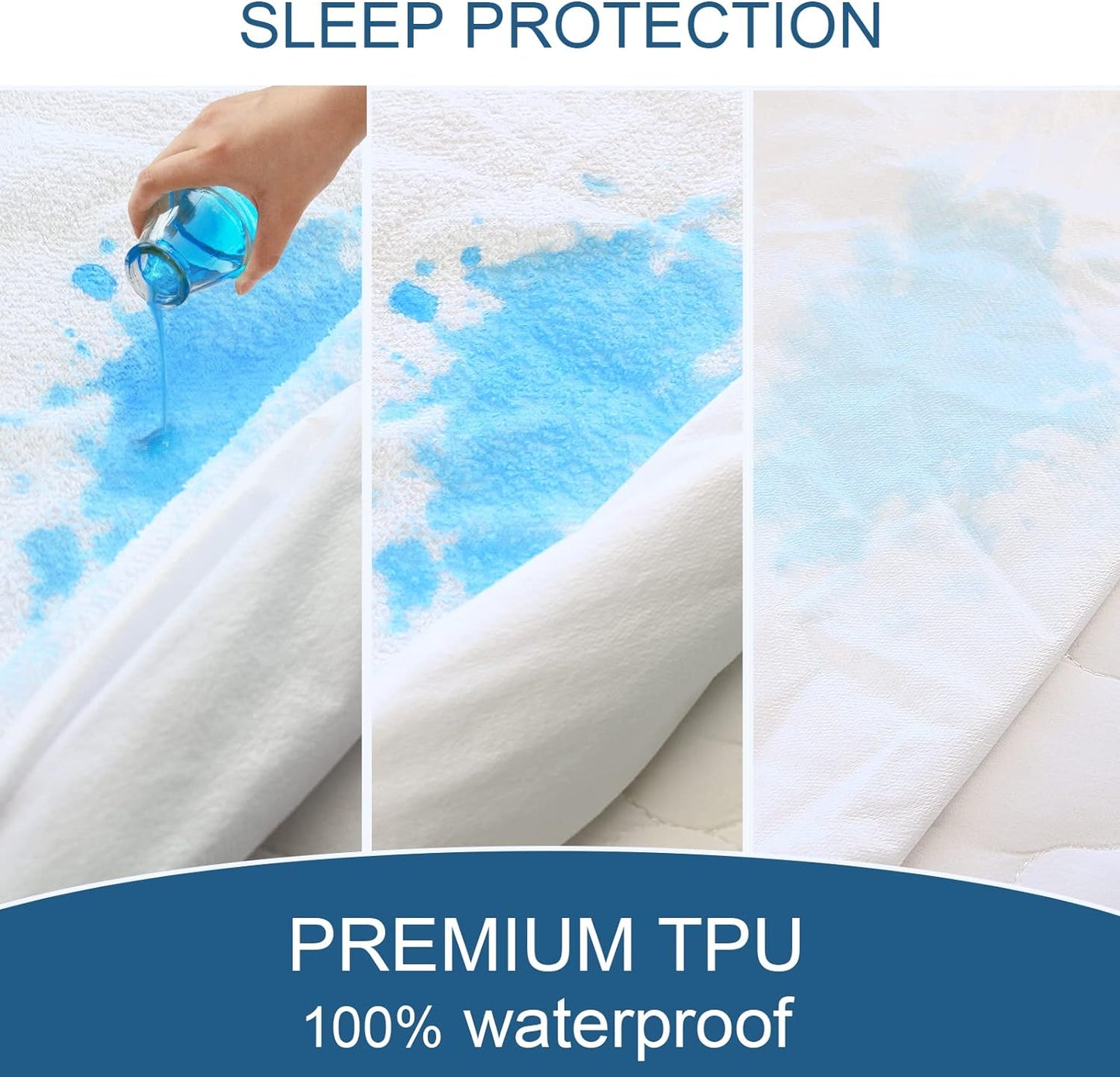 Skiennix Queen Mattress Protector - Waterproof Fitted Cover with Absorbent Terry | 18'' Deep Pocket