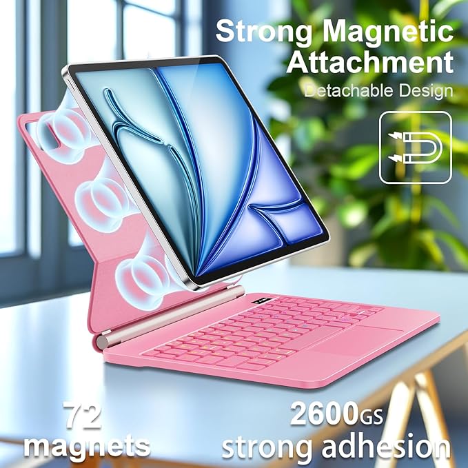 GGQFGTOJ Keyboard Case for iPad Air 13 inch (M3 2025/M2, 2024),iPad Pro 12.9 inch (3/4/5/6th Gen)，Magic-Style Magnetic – Floating Cantilever Stand – Backlit Keyboard Case with Multi-Touch Trackpad