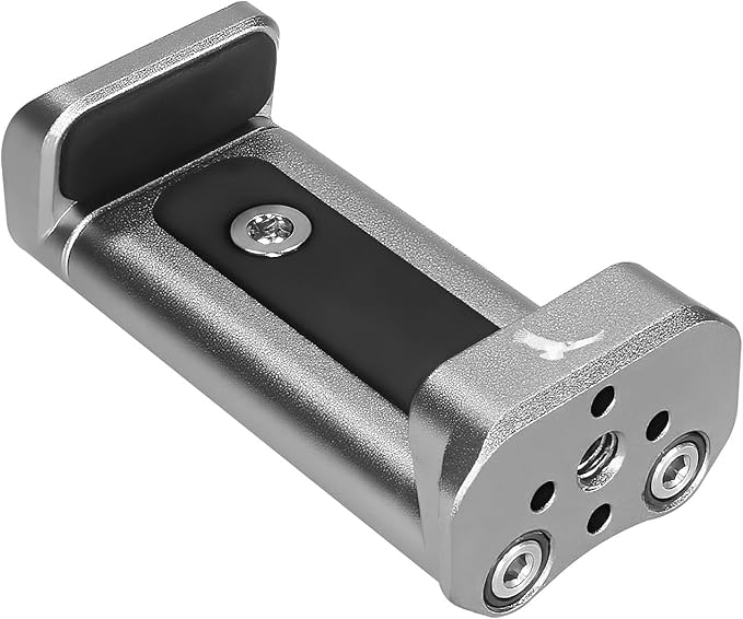 KONDOR BLUE x Tyler Stalman | Horizontal Smartphone Clamp | Phone Rig Tripod Mount with Arca Plate, 1/4-20 Threads, ARRI Anti-Twist Mounts, Strong Clamping Force, Case Friendly Fit | Gray