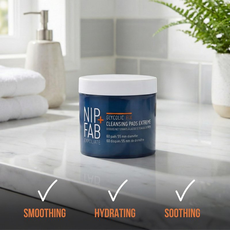 Nip + Fab Glycolic Fix Night Pads Extreme (60 Count) – 5% Glycolic Acid Exfoliating Face Pads with Salicylic Acid – Resurfacing AHA BHA Chemical Peel for Blemishes & Texture