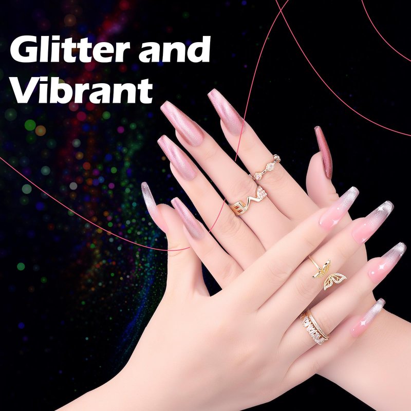 Clara Colors Cat Eye Gel Nail Polish Set - 12 Holographic Glitter Colors With Magnet, Romantic Galaxy Series, Long Lasting Soak Off UV LED