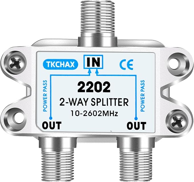 TKCHAX 2 Way Coaxial Cable Splitter,Support 10-2602MHz,RG6 RG59 Compatible,Work with MoCA2.5 and MoCA3.0,CATV, Satellite TV,Antenna,HDTV and Internet