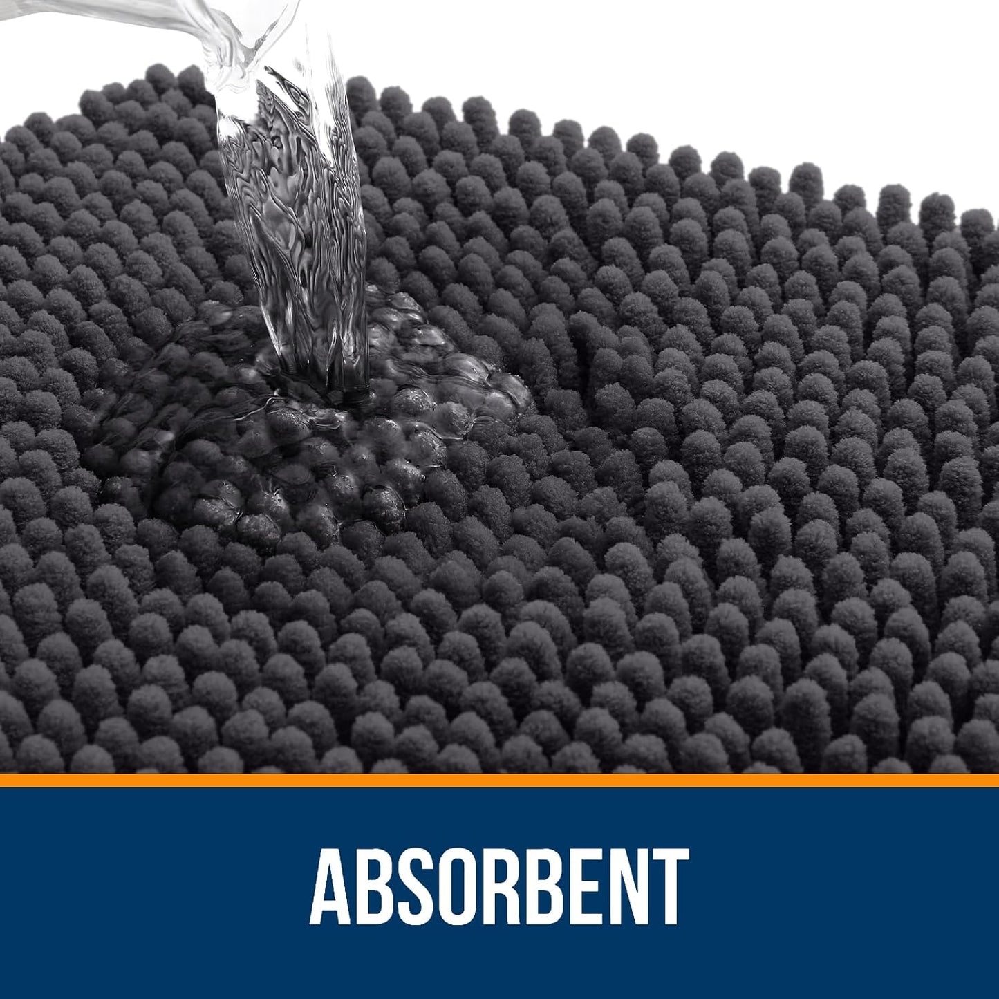 OLANLY Bathroom Rugs - Extra Soft Chenille Bath Mats | Quick Dry, Machine Washable, 36x24, Dark Grey