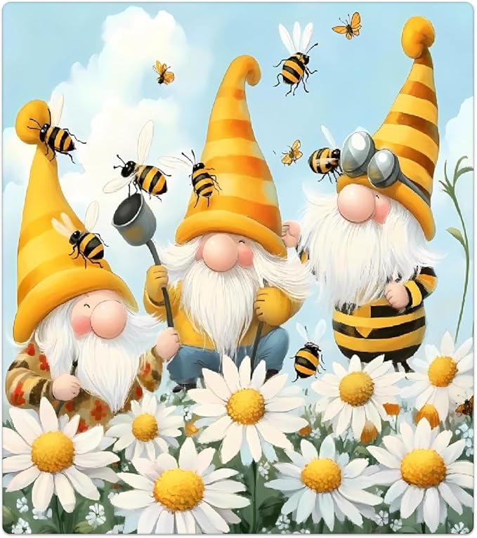 Dishwasher Magnet Cover Cartoon Bee Gnome Daisy Reusable Dishwasher Magnetic Cover Sticker Decorative Dish Washer Door Cover Panel for Home Kitcen Appliance, 21x26 in