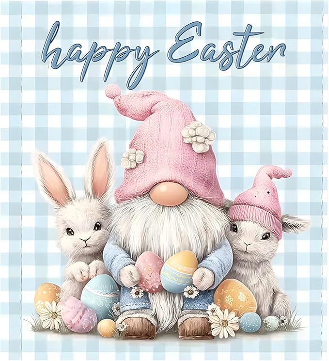 NYZE Happy Easter Dishwasher Magnets Cover, Dishwasher Magnetic Sticker Decorative, Reusable Dish Washer Cover for Dishwashers (Gnome & Bunnies)