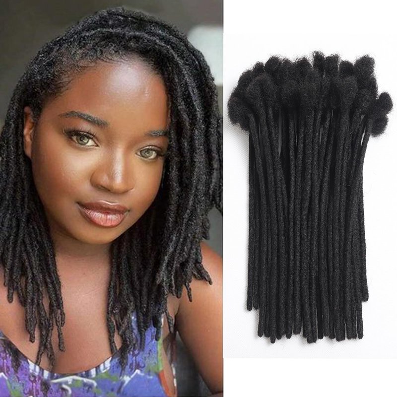 Fully Handmade Permanent Loc Extensions Human Hair 0.8 cm Width Dreadlock Extensions 10 Inch 20 Strands 100% Real Human Hair Locs For Men/Women/Kids
