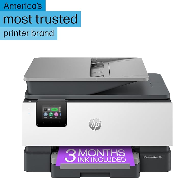 HP OfficeJet Pro 9125e Wireless All-in-One Color Inkjet Printer, Print, scan, copy, fax, ADF, Duplex printing best-for-office, 3 month Instant Ink trial included, AI-enabled (403X0A)