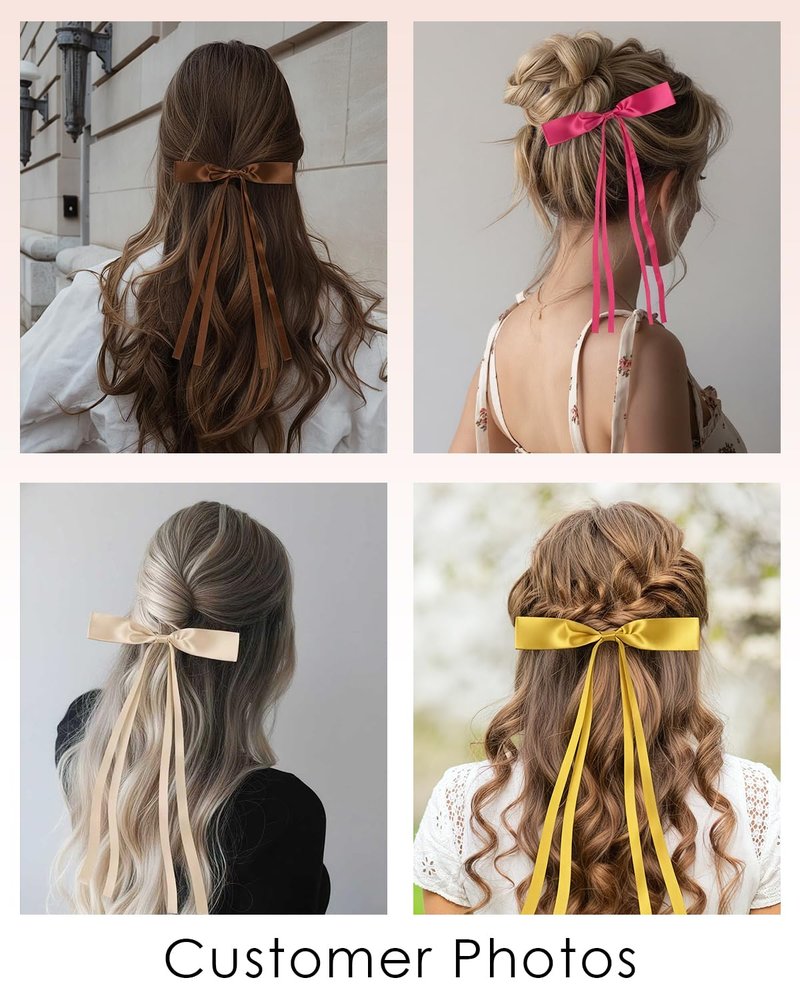 Baemin 60 Pcs Hair Bows for Girls Women, Hair Clips, Long-Tail Ribbons, Loose Pack, Hair Decoration Accessories