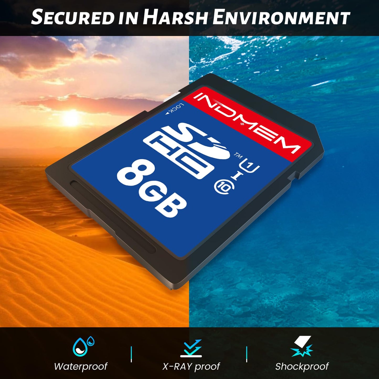 INDMEM SD Card 8GB, 8 Packs Class 10 8GB Flash Memory Card MLC Standard Secure Digital Cards Camera Card