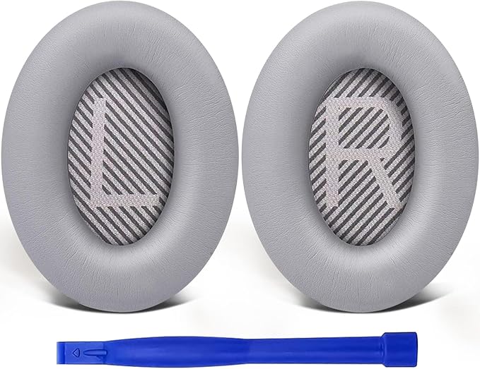 SoloWIT Earpads for Bose QC35/QC35 II Over-Ear Headphones, Softer Leather, Noise Isolation Foam - PL Silver