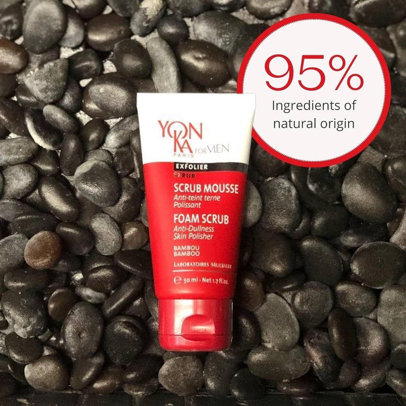 Yon-Ka Mens Foaming Scrub | Deep Cleansing Exfoliator | Gentle Gel Wash Tightens Pores and Prevents Ingrown Hairs | 1.7 fl oz