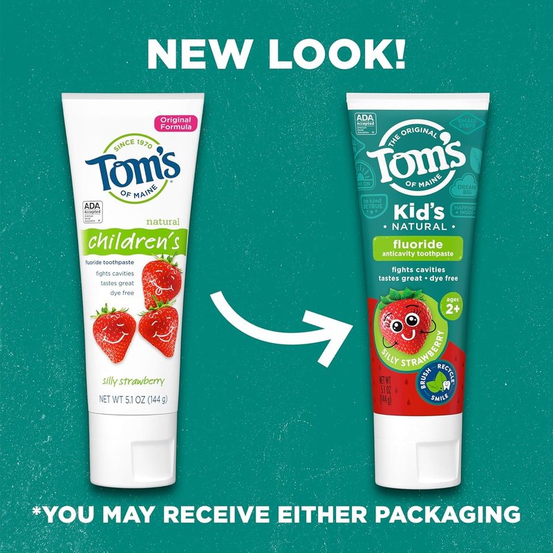 Toms Of Maine Silly Strawberry Childrens Anticavity Fluoride Toothpaste, 5.1 Ounce - 6 per case.