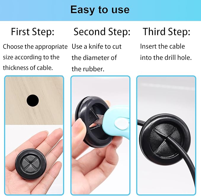 Hmknana 53Pcs Rubber Grommet Kit, 6 Sizes Firewall Grommets Rubber Hole Plugs for Wiring, Automotive Firewall, Cabinet Cable Protection, 5/8" 13/16" 7/8" 1" 1-3/16" 1-1/2" Drill Hole Rubber Gaskets