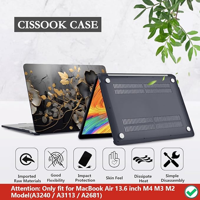 CISSOOK Compatible with MacBook Air 13.6 inch 2026 2025 2024 2023 2022 Release M5 A3449 M4 A3240 M3 A3113 A2681 M2, Floral Hard Shell Case Keyboard Skin Cover Screen Protector - Abstract Oil Painting