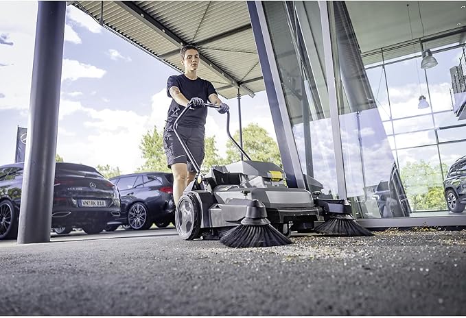 KÃ¤rcher Pro Walk Behind Outdoor Push Sweeper, KM 70/20 C 2SB, Two Bristle Brushes, Sweeps up to 20,000 ftÂ² - 11 Gallon Capacity - for Commercial Use in Warehouses, Workshops, and More
