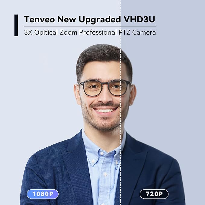 Tenveo 3X Optical Zoom PTZ Conference Room Camera, USB3.0/HDMI FHD 1080P 60FPS, for Video Conferencing Business Meeting Live Streaming Church Services Worship Events Education Zoom Teams OBS