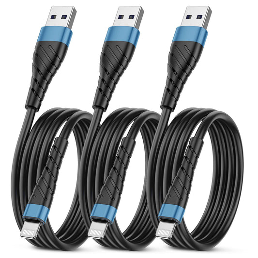 OIITH Compatible with Apple MFi Certified for iPhone Charger Cable 3 Pack 3 Ft, Lightning Charging Cord, Fast 2.4A for iPhone USB Cord Compatible with iPhone12/11/XS/Max/XR/X/8/8P/7P/6/iPad - Indigo