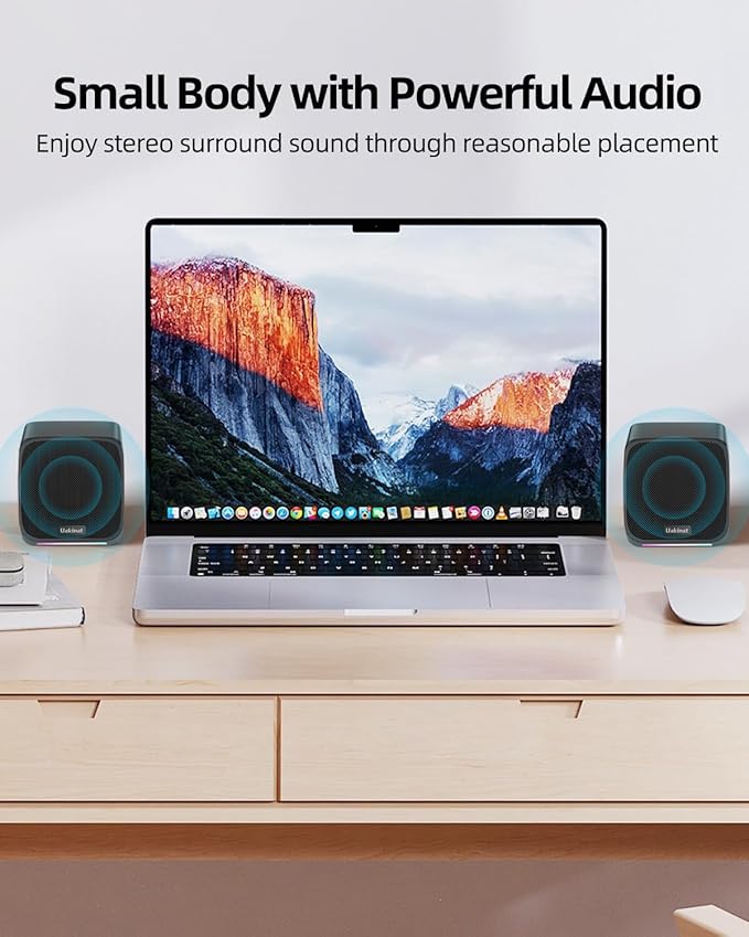 Uakinat Computer Speakers for Desktop PC,USB Powered 3.5mm Aux Speaker for PC (E-1088)