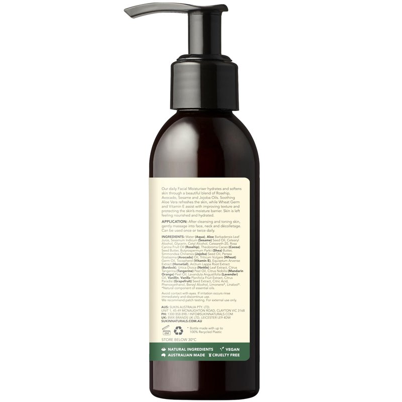 Sukin Facial Moisturizer, Hydrating – Signature Face Lotion with Aloe Vera, Rosehip Oil & Shea Butter for Rejuvenating Dry Skin, Signature Scent, 4.23 Oz