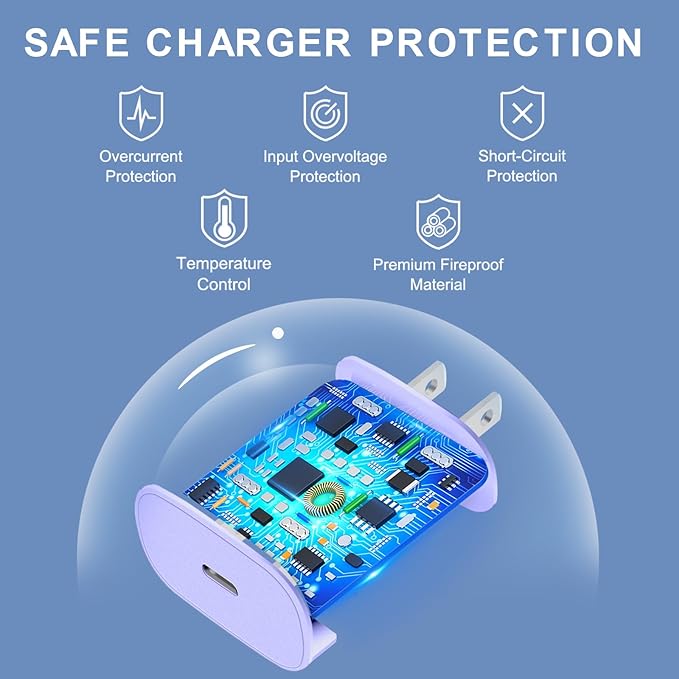 Phone 17 16 15 Charger Fast Charging,30W USB C Phone 17 16 15 Pro Max Charger Block &6.6FT Long Type C Cable Cord for i.Phone 17/Air/17 Pro/17 Pro Max/16/16 Plus/16Pro/16 Pro Max/15/15 Pro Max,Purple