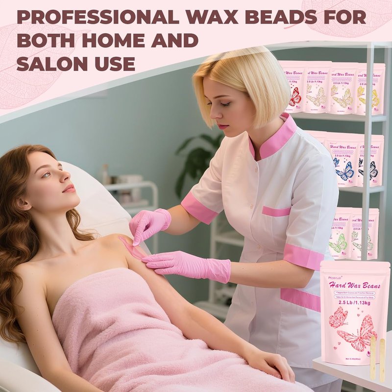 Hard Wax Beads for Hair Removal - 2.5lb Brazilian Bikini & Coarse Hair | Sensitive Skin, Rose